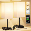 17.4in Tall Table Lamps Set of 2 - 3-Color Bedside Lamps with USB & AC
