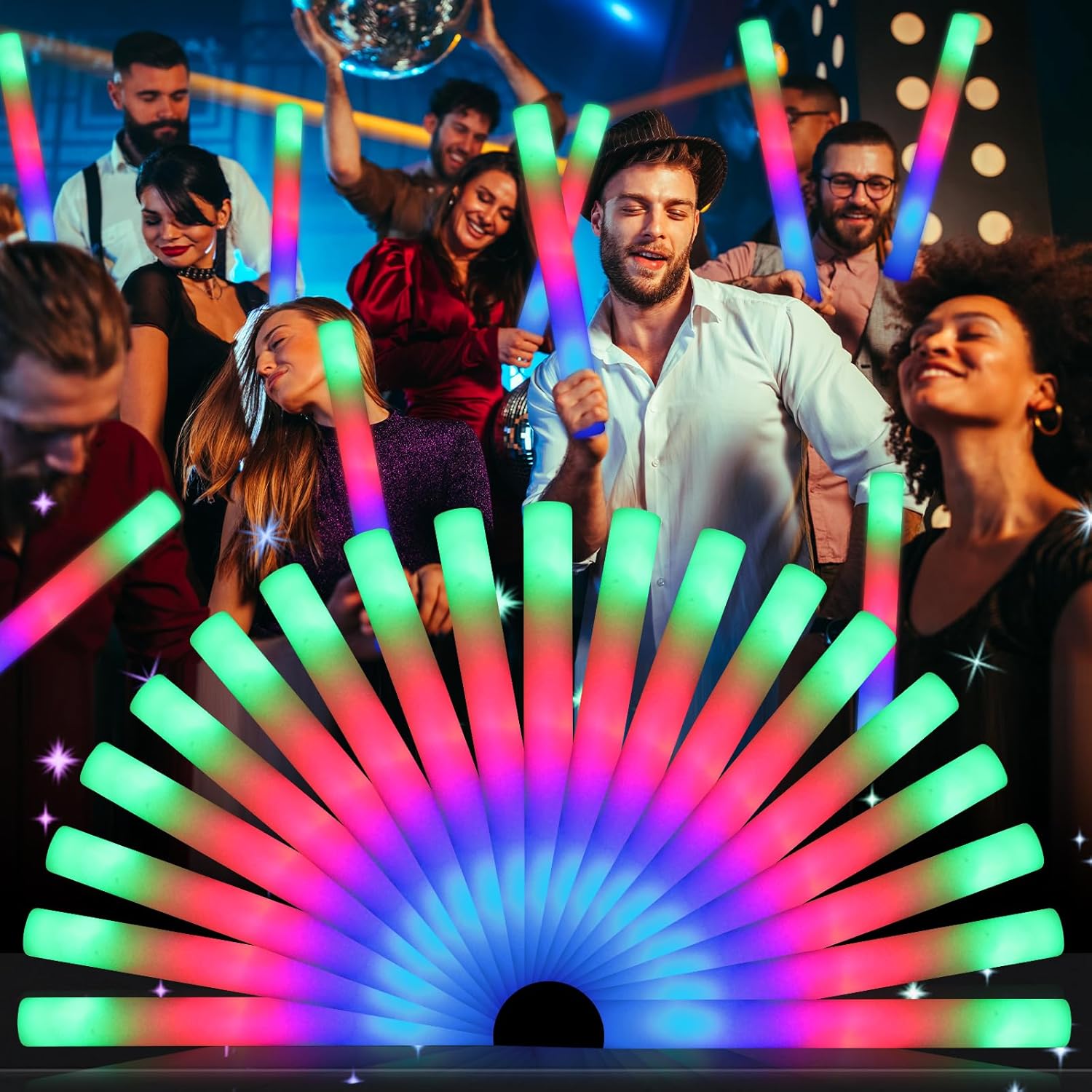 64 Pack Foam Glow Sticks for Parties, Weddings, and Events