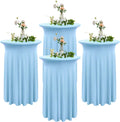 4 Pack Baby Blue Round High Top Cocktail Tablecloths for Events