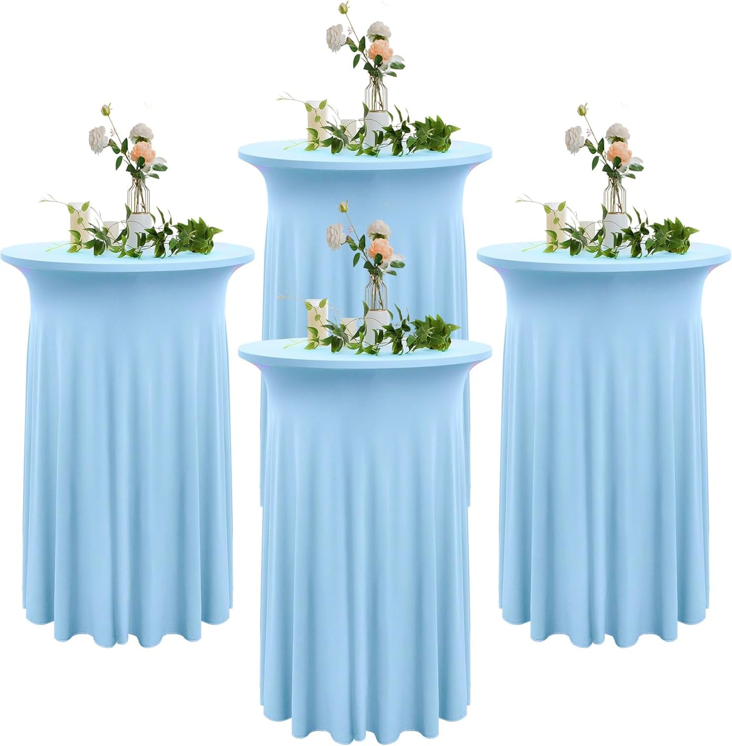 4 Pack Baby Blue Round High Top Cocktail Tablecloths for Events