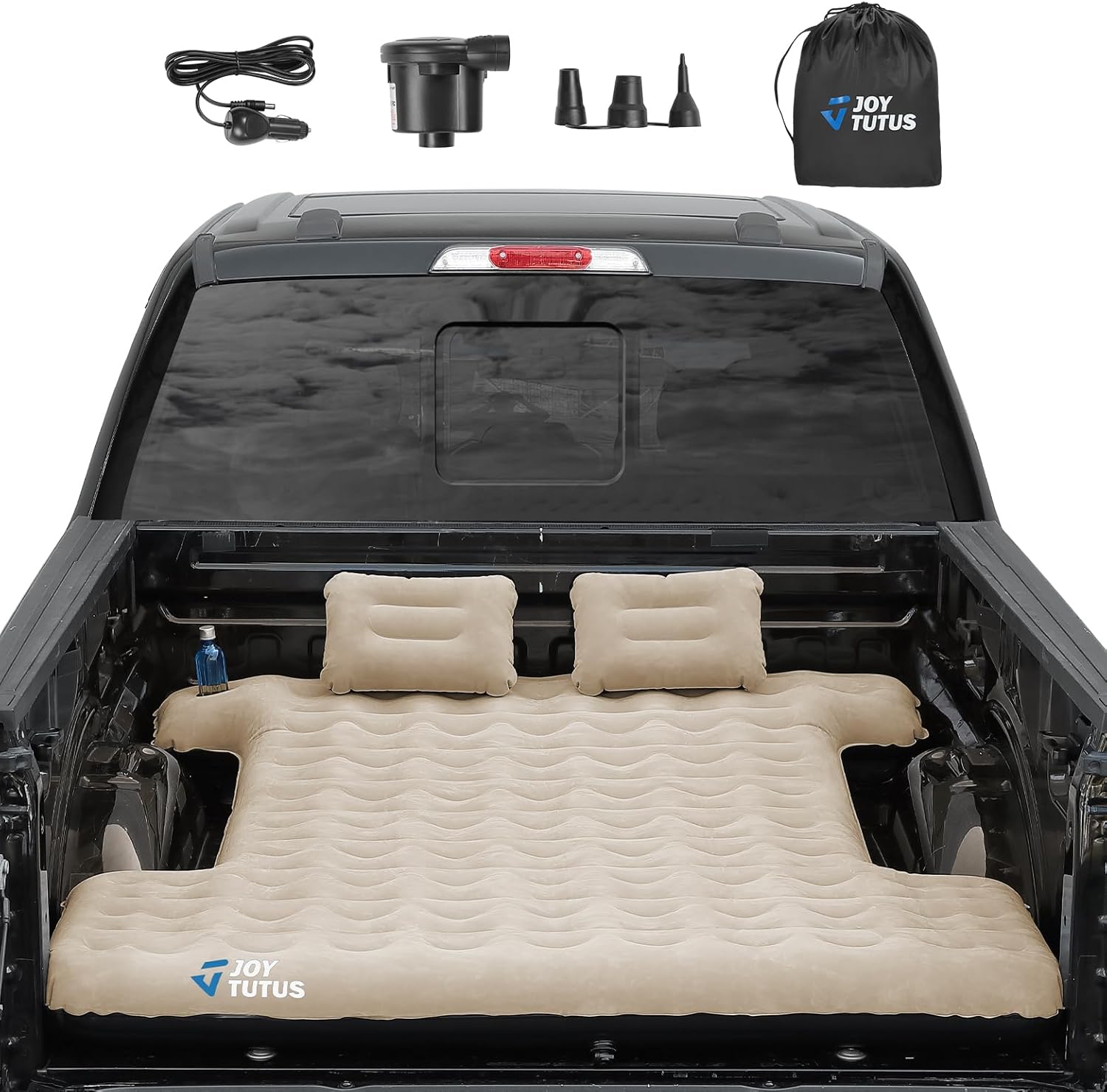 JOYTUTUS Truck Bed Air Mattress for Camping with Cup Holder
