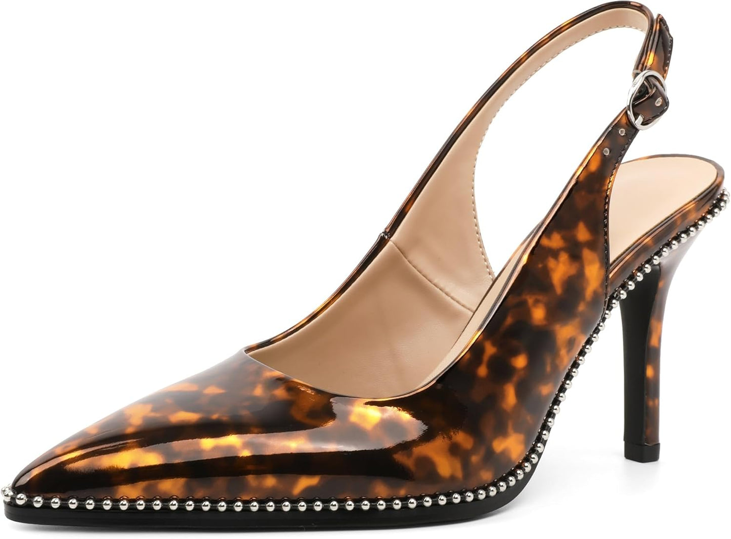 Zamikoo Women Beaded Pumps High Heel Slingback Stilettos