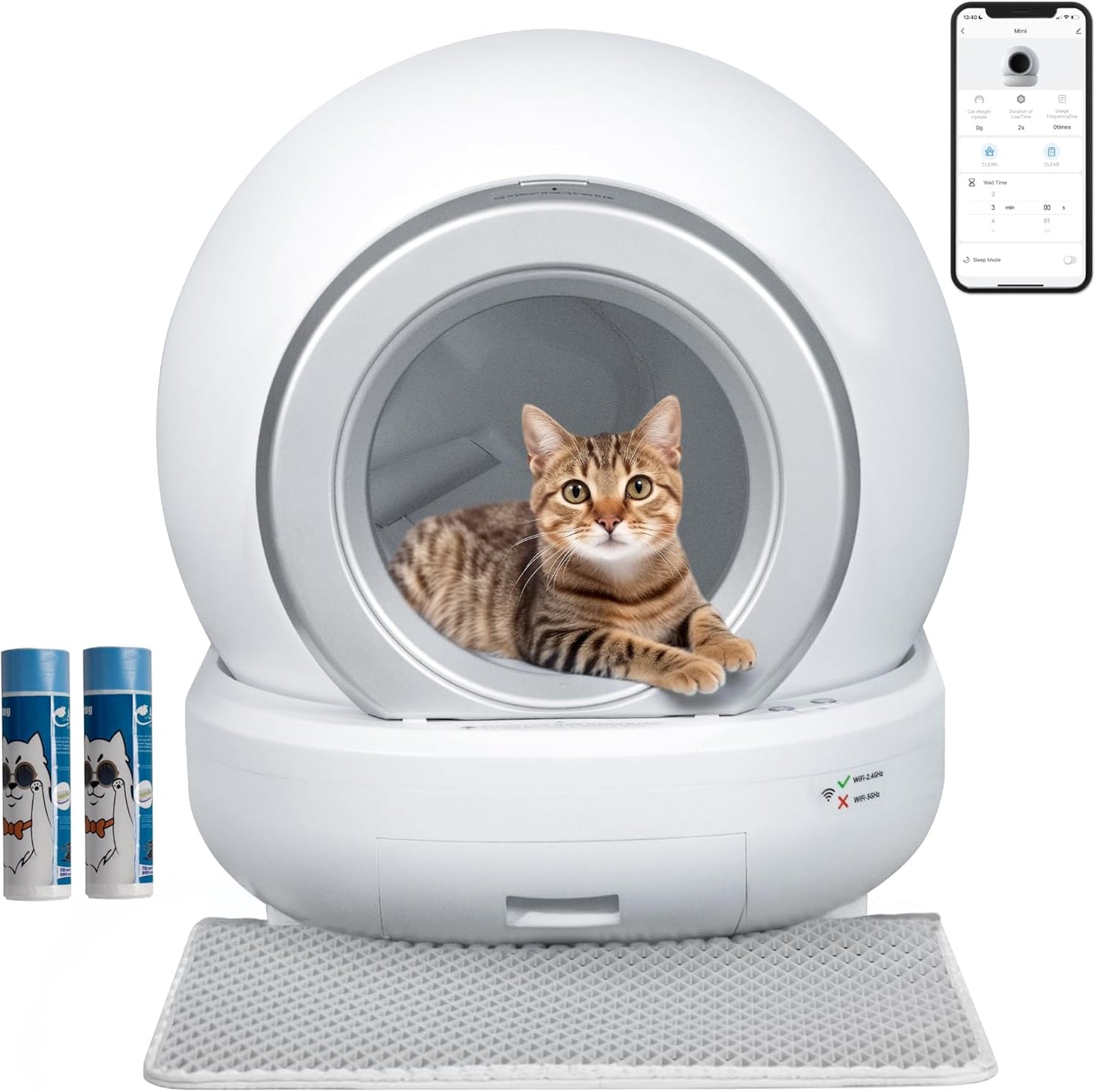 Greesum Self-Cleaning Cat Litter Box - App-Controlled & Low Noise!