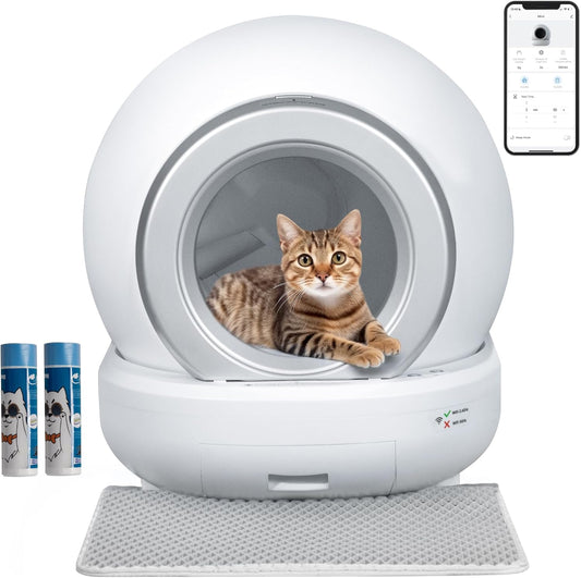 Greesum Self-Cleaning Cat Litter Box - App-Controlled & Low Noise!