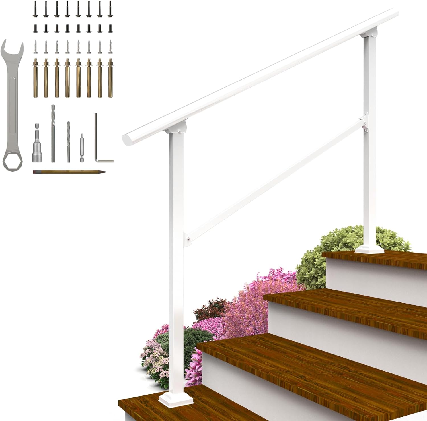 Sturdy Hand Rails for Outdoor Steps - Adjustable & Stylish Design