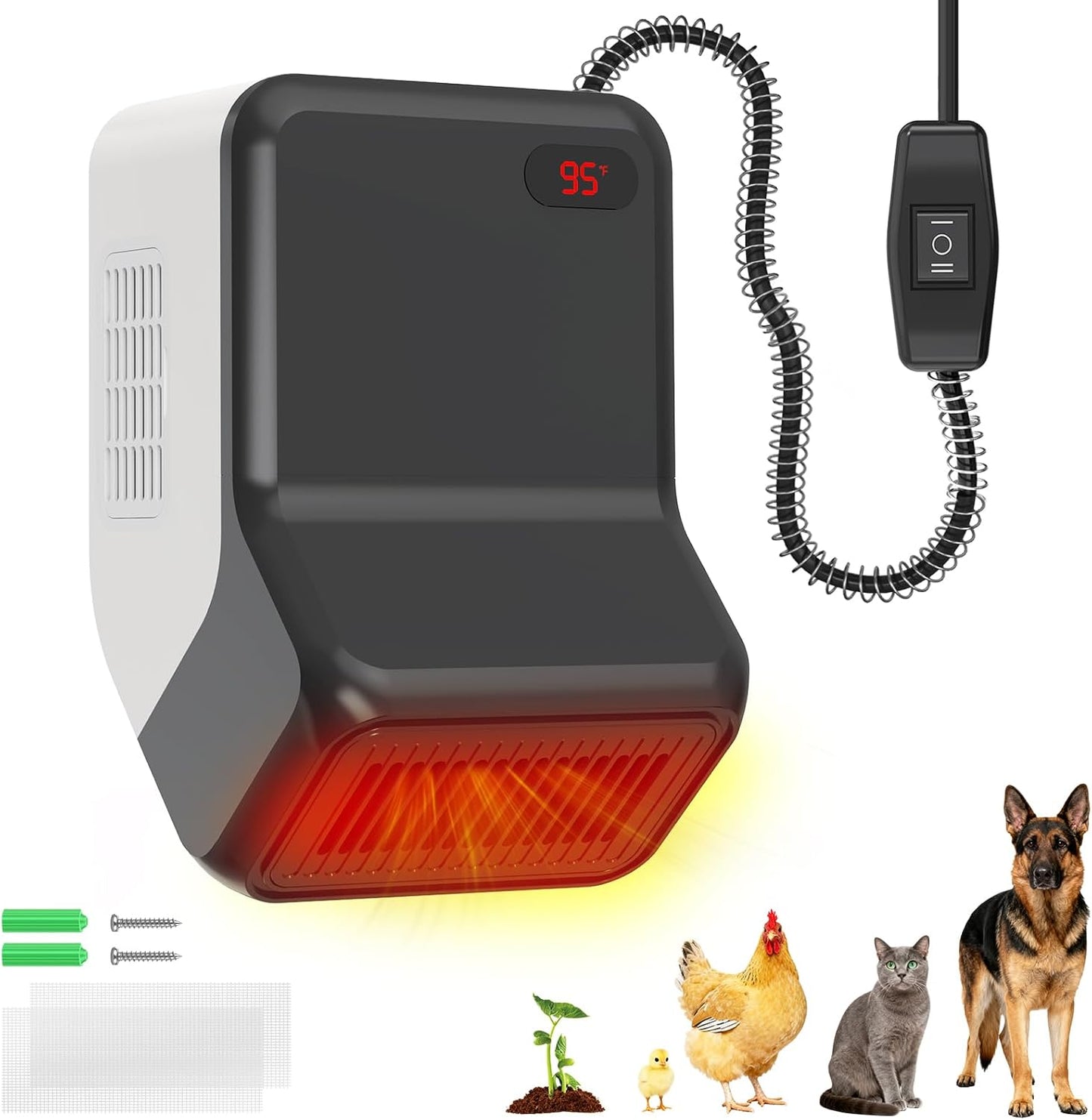 Dog House Heater with Thermostat for Small Chicken Coop