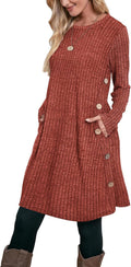 Fall and Winter Tunic Dress with Pockets - Comfortable Layering Dress