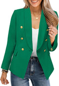 CRAZY GRID Womens Casual Blazer Jacket Gold Button - Workplace Chic