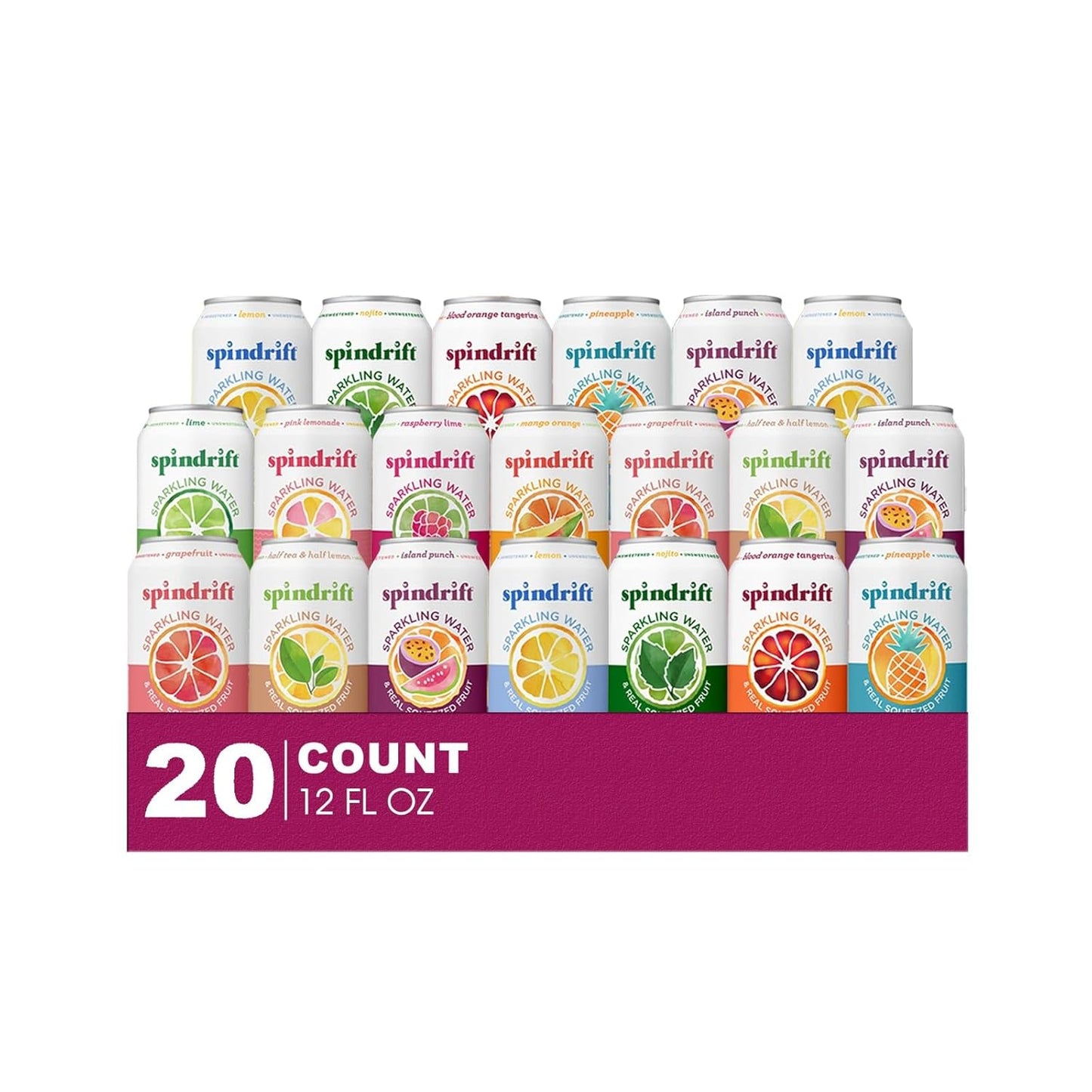 Spindrift Master Collection Sparkling Water 20-Pack with Fruit