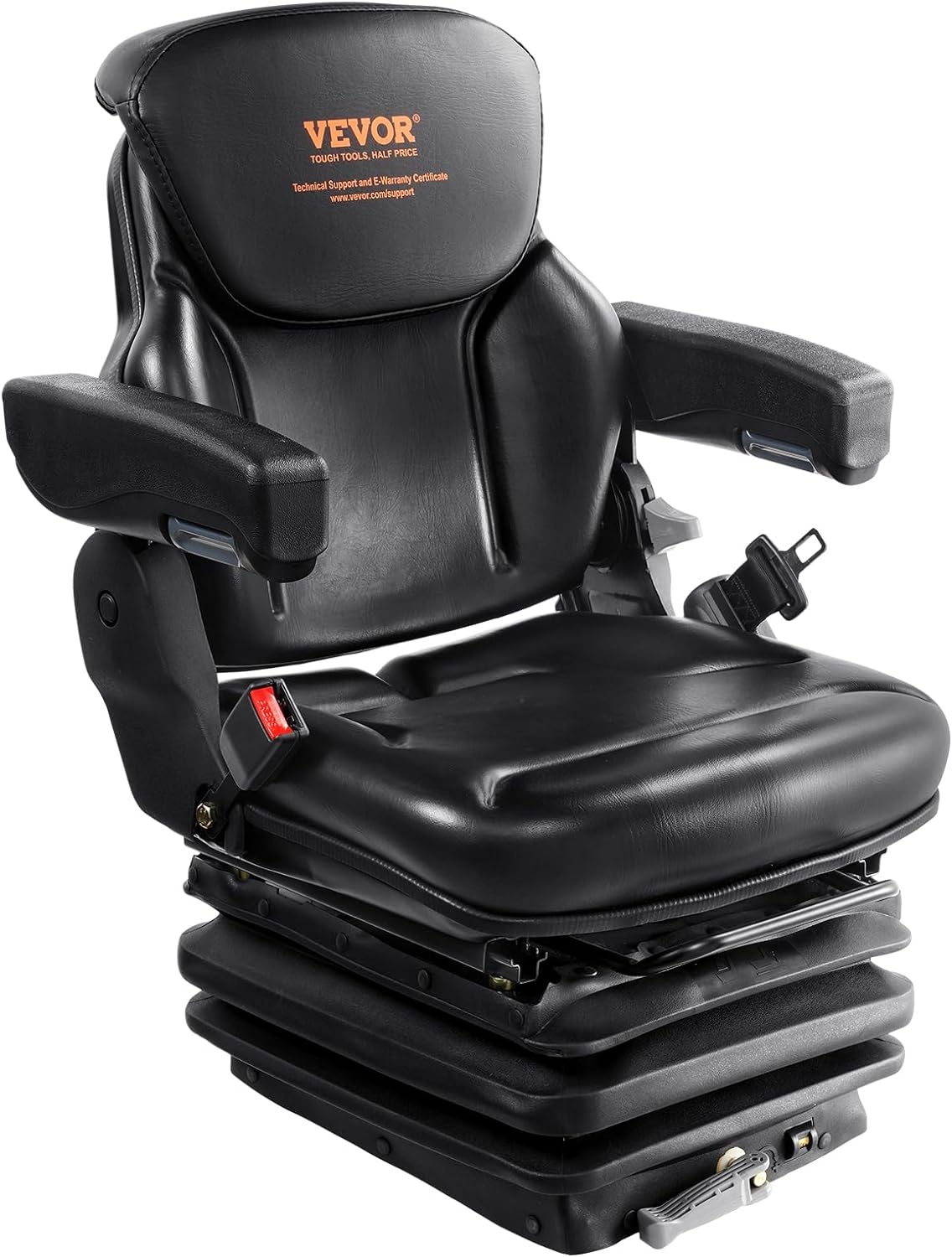 VEVOR Universal Forklift Seat with Adjustable Backrest & Armrest