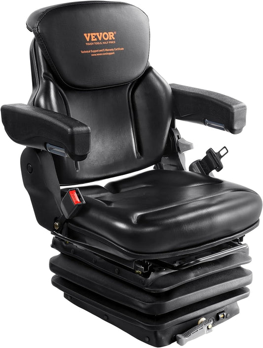 VEVOR Universal Forklift Seat with Adjustable Backrest & Armrest