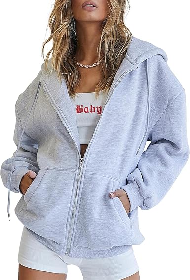 Trendy Queen Womens Zip Up Hoodies Long Sleeve Casual Y2K Style