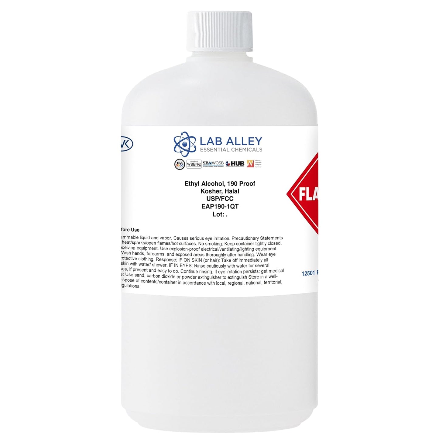 Ethanol 190 Proof Alcohol, USP Food Grade, Kosher Certified