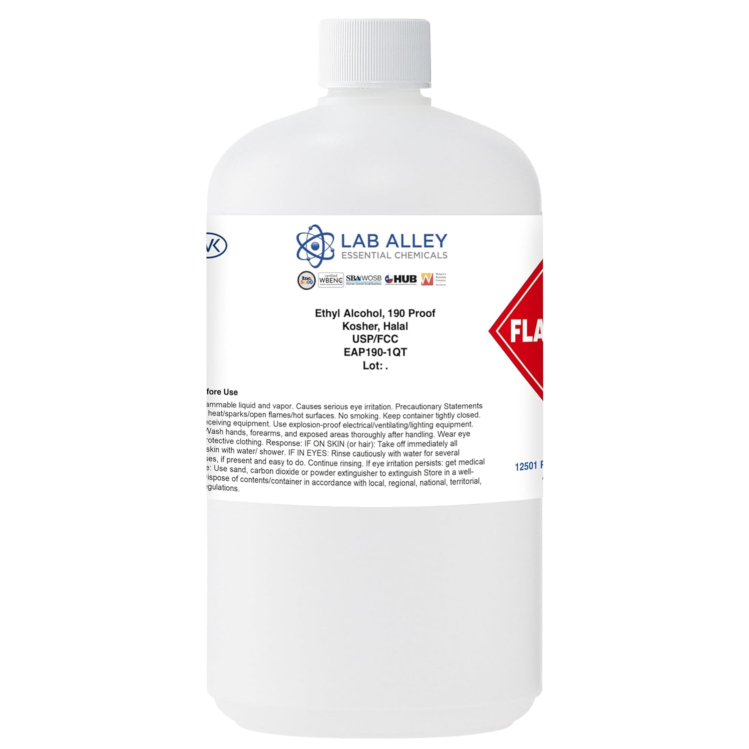 Ethanol 190 Proof Alcohol, USP Food Grade, Kosher Certified