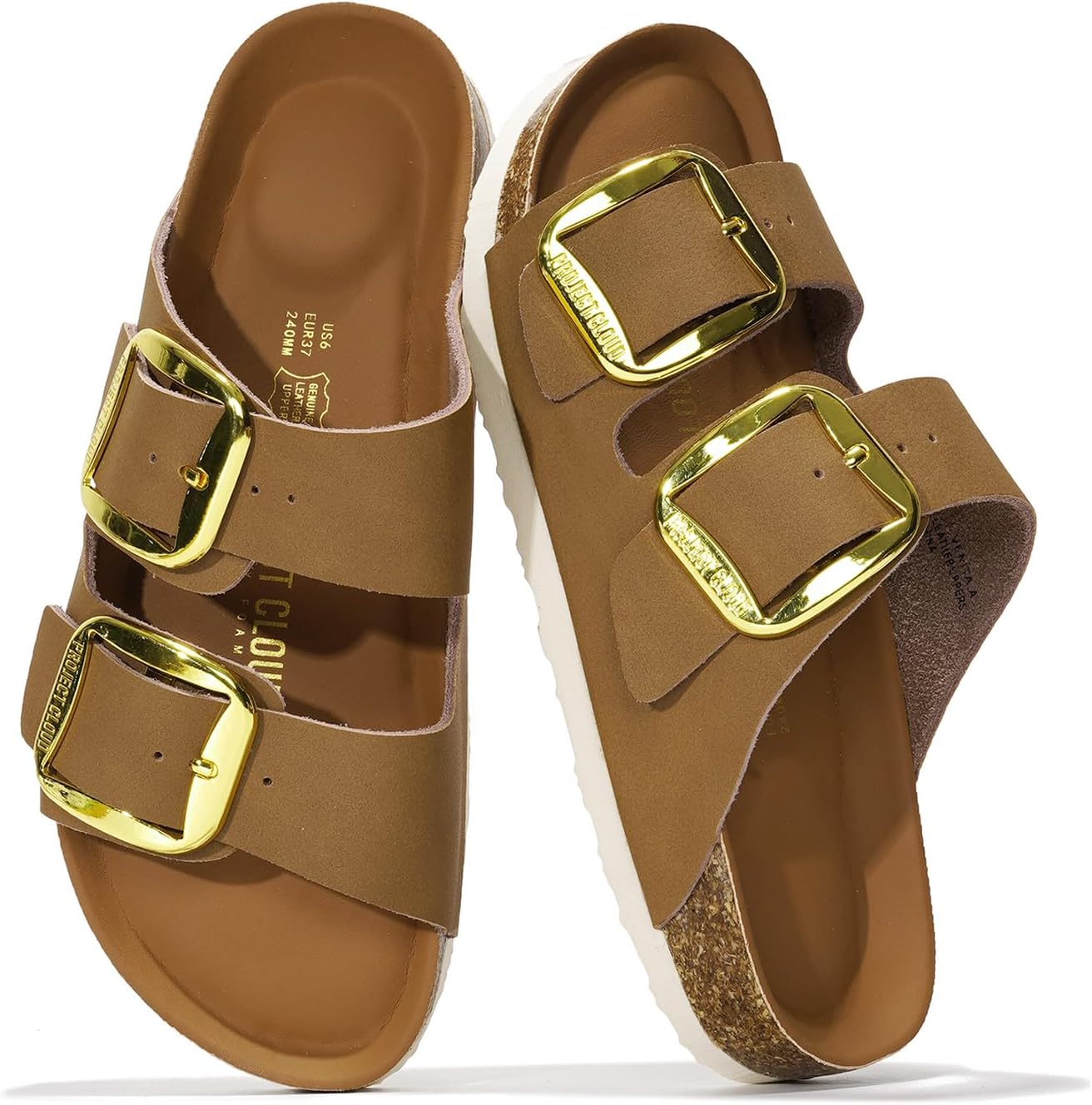 Project Cloud Genuine Leather Flat Sandals for Women 2025