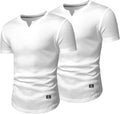 Mens Muscle Slim V-Neck Longline Henley Shirt - Athletic Slim Fit