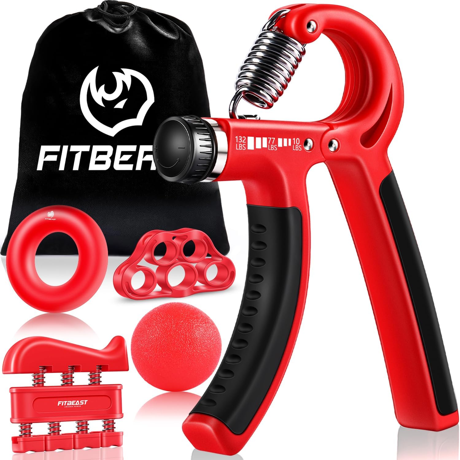 FitBeast Grip Strengthener Kit - 5 Pack, Adjustable Resistance