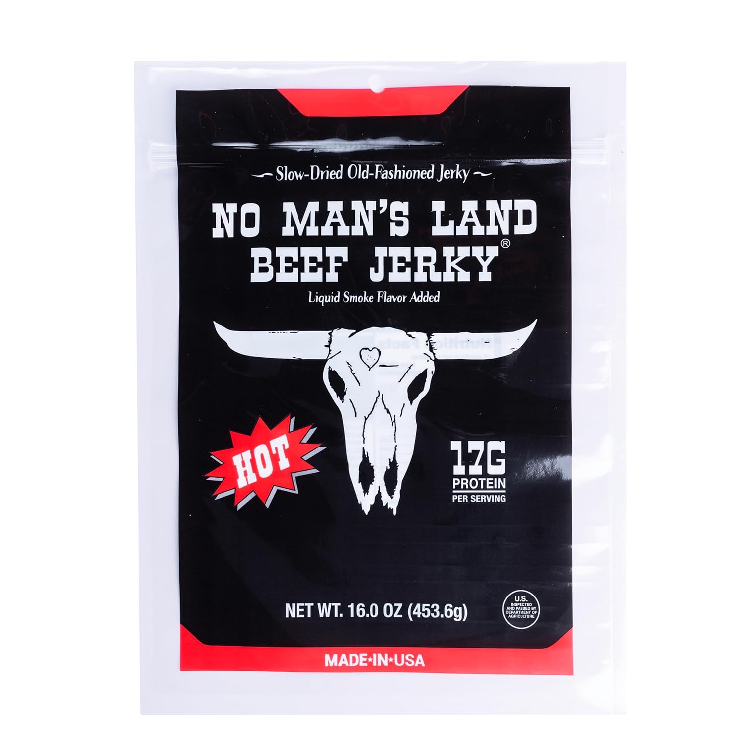 No Mans Land Premium Beef Jerky - High Protein Snack 16oz Bag