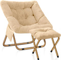 Comfy Saucer Chair Foldable Faux Fur Lounge Chair - Plush Comfort