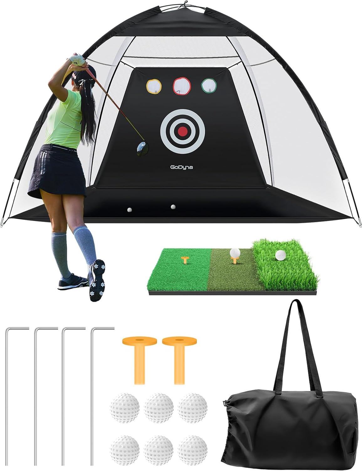 GoDyna 10x7ft Golf Net Set - Perfect your Swings!