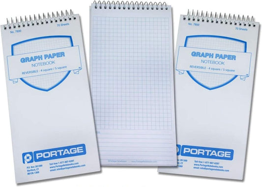 Portage Spiral Graph Notebook - Grid Paper, Extra Thick Cover