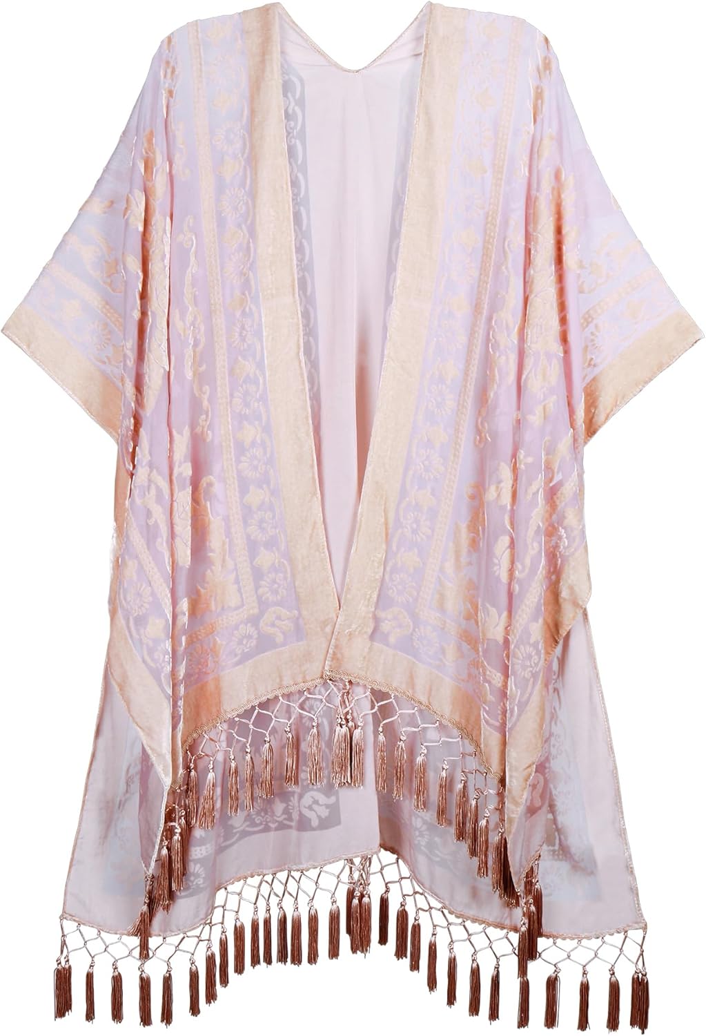 MJ SERECA Women's Burnout Velvet Kimono Long Cardigan Cover Up