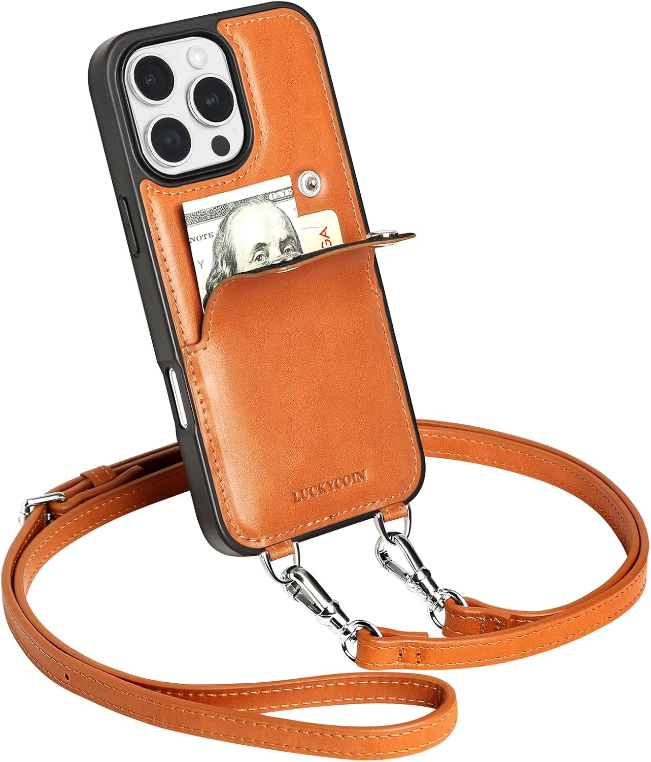LUCKYCOIN Crossbody Wallet Phone Case for iPhone 16 Pro Max