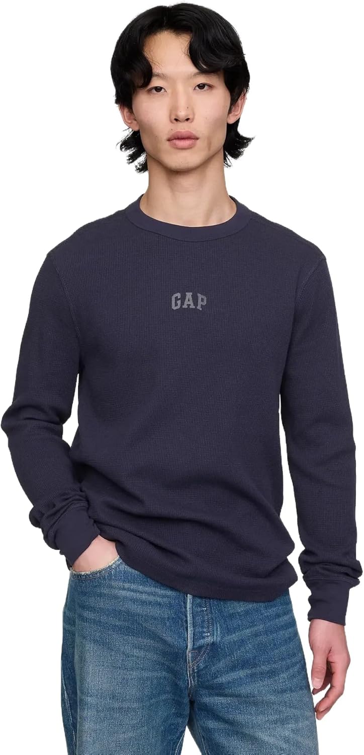 GAP Men's Logo Waffle Tee - Cozy Long Sleeve