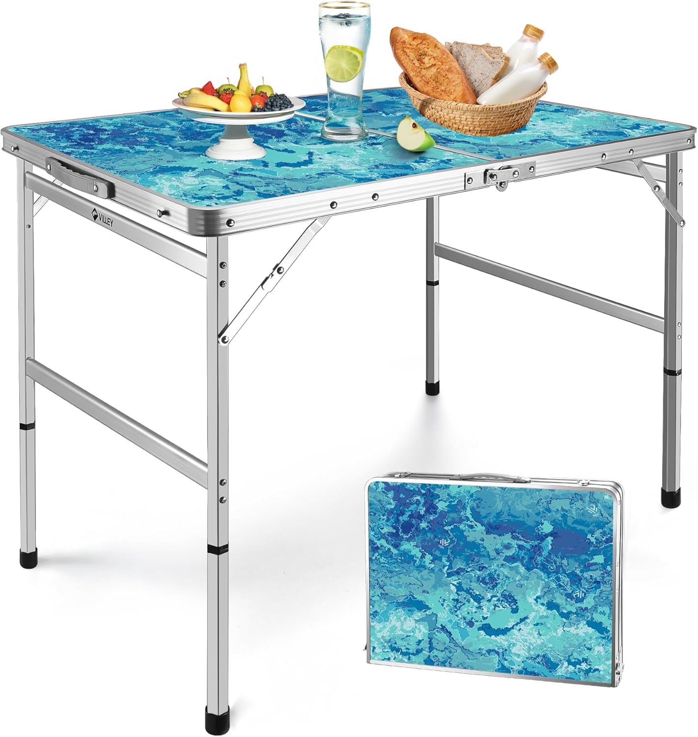 VILLEY Folding Camping Table 3FT - Portable Aluminum Table