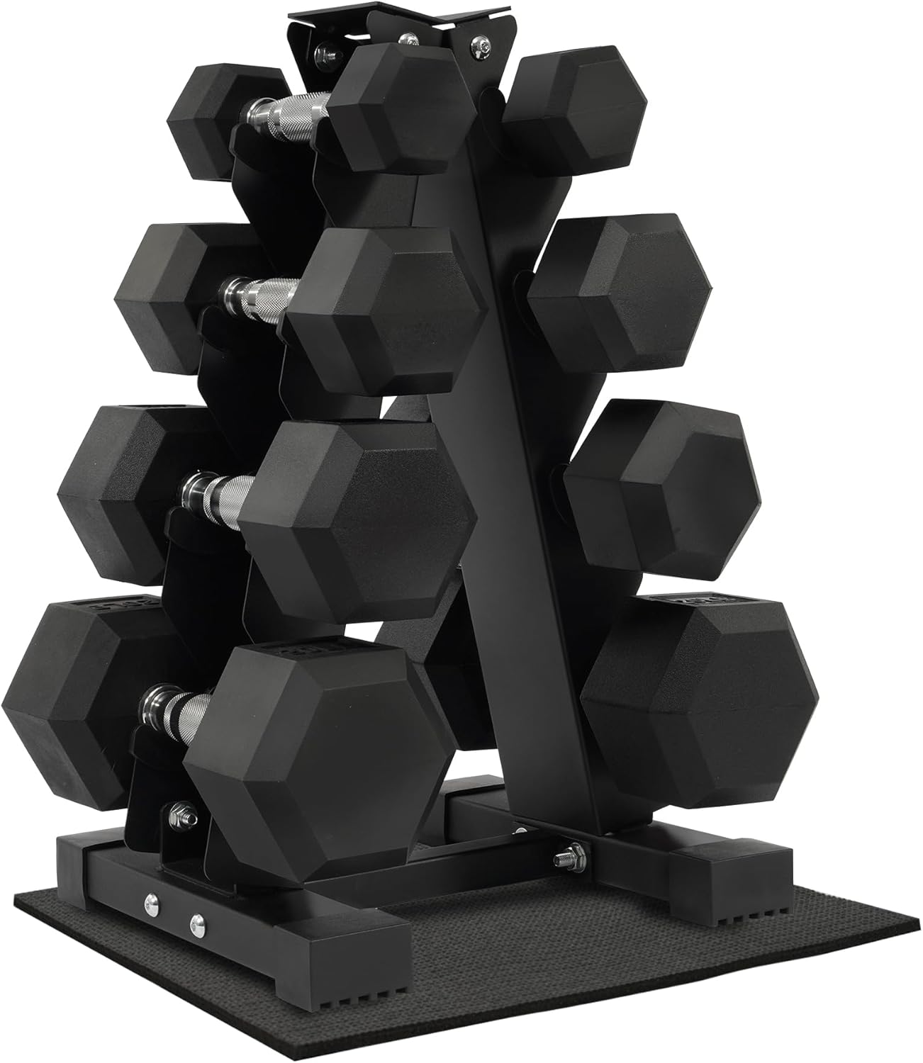 Rubber Coated Hex Dumbbell Weight Sets with Storage Rack Options