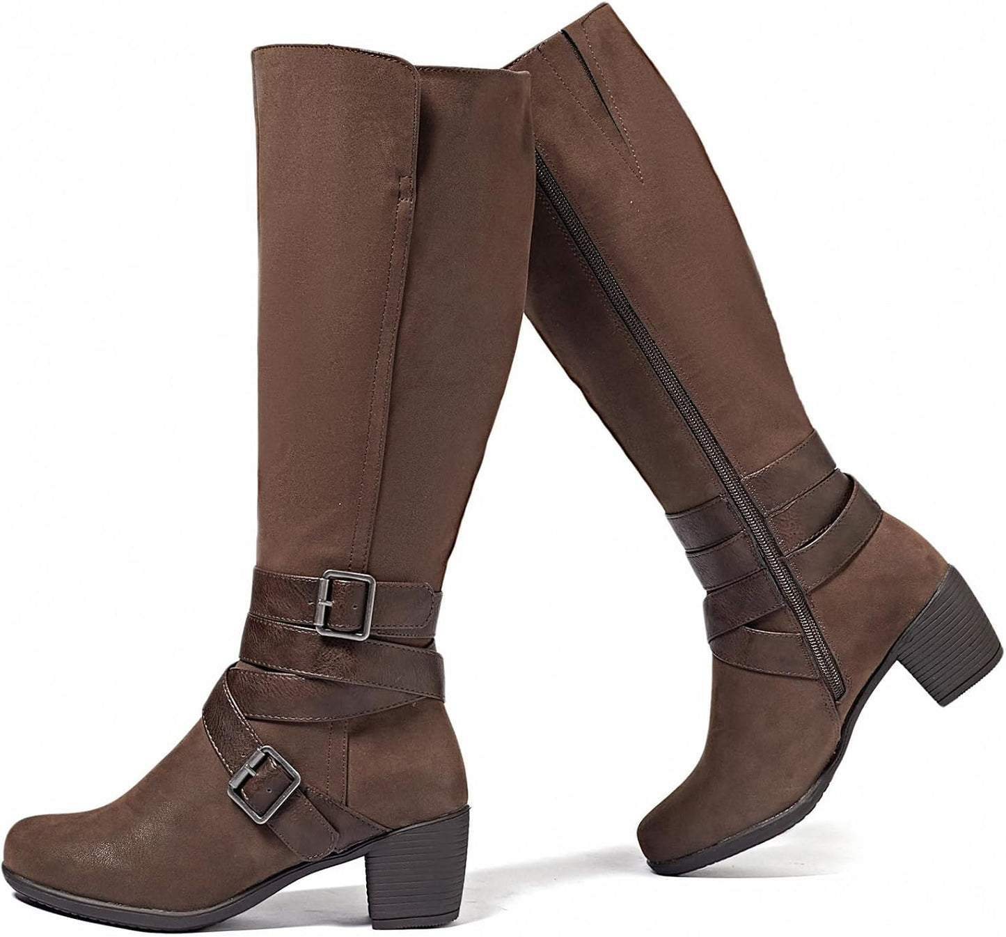 Women's Knee High Boots with Chunky Heel for Fall and Winter