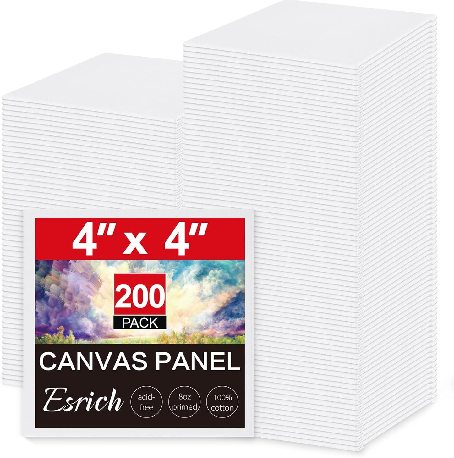 ESRICH Mini Canvases for Painting - 200 Pack 4x4In Canvas