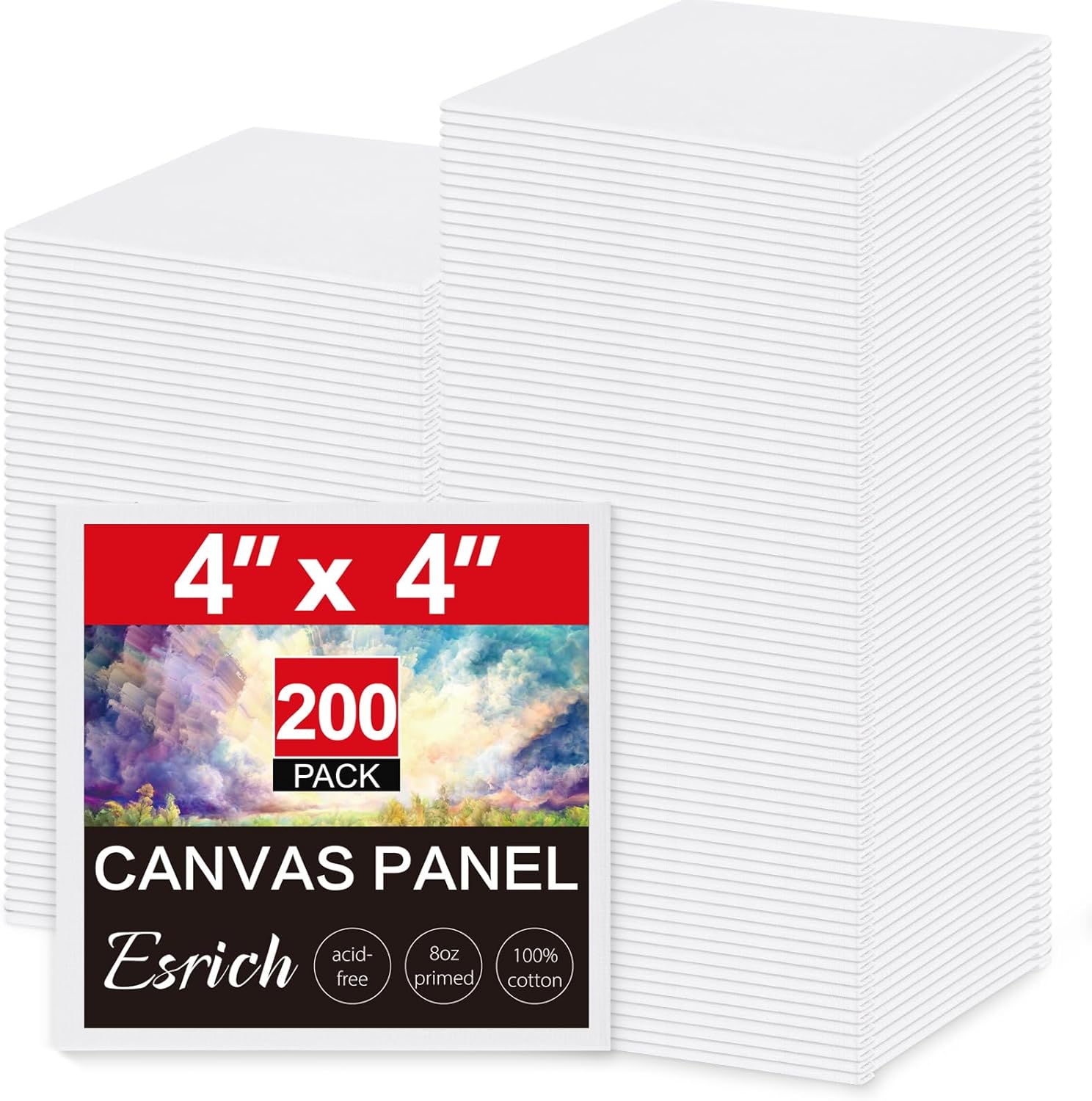 ESRICH Mini Canvases for Painting - 200 Pack 4x4In Canvas