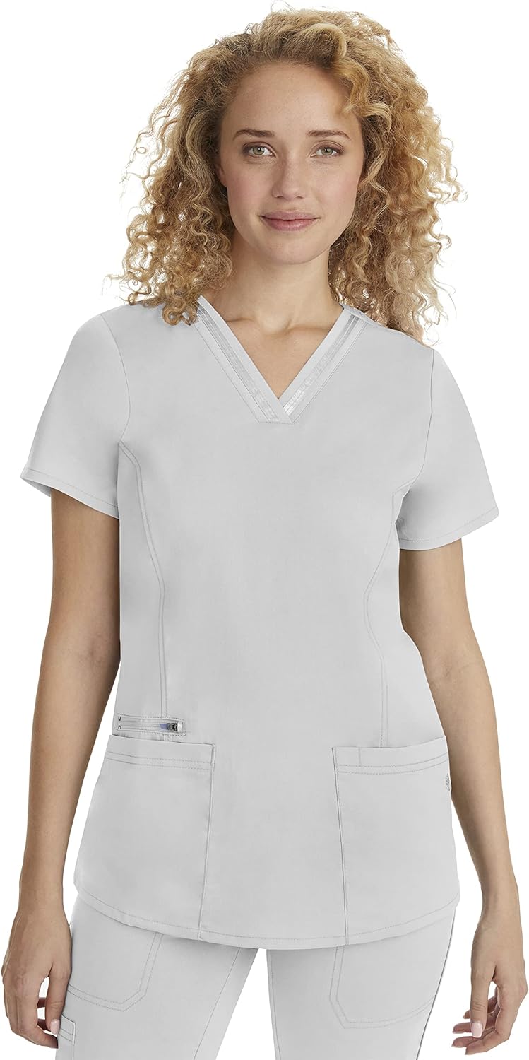 Healing Hands Women's Scrub Top with 3 Pockets and Stretch Fabric