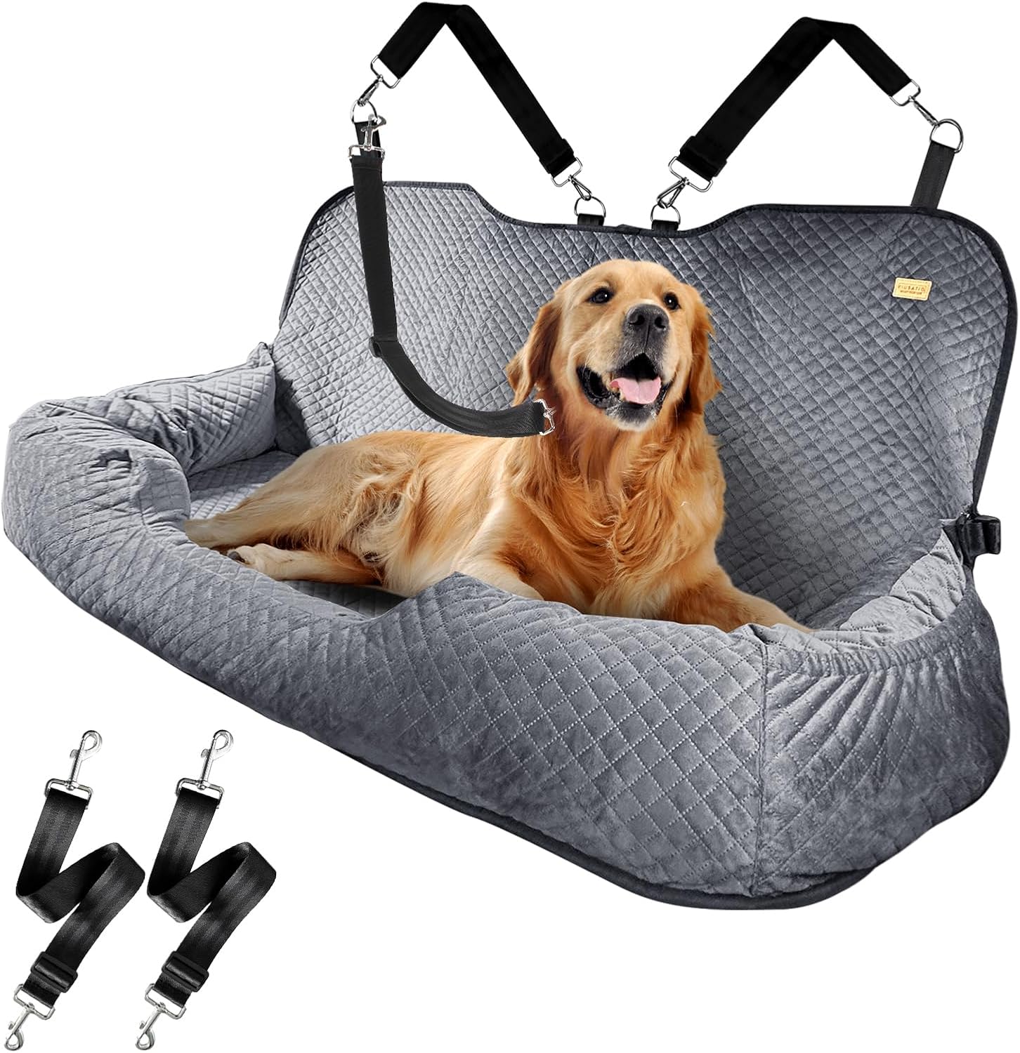 Large Dog Car Back Seat for 100lbs Dogs - Travel Safety Bed