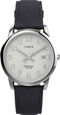 Men's Easy Reader Watch with Leather Strap - Clear Sunray Dial