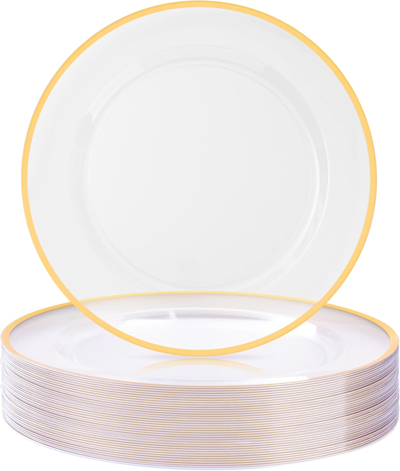 50 Pack Clear Plastic Charger Plates - Elegant Table Decor for Every Occasion by BESTSTAR