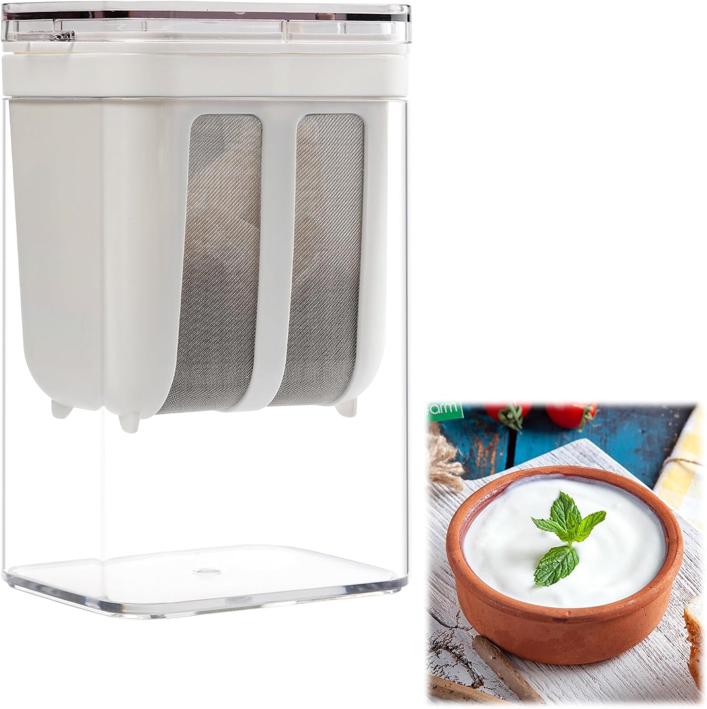 1100ml Yogurt Maker Strainer: Filter with Fine Mesh Bag