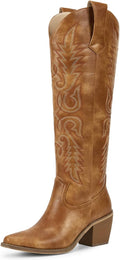 wetskiss Womens Tall Cowboy Boots Side Zipper Knee High - Comfortable