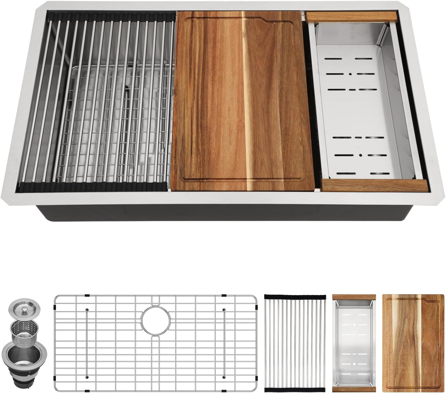 33 Inch Undermount Kitchen Sink with Heavy Duty Stainless Steel