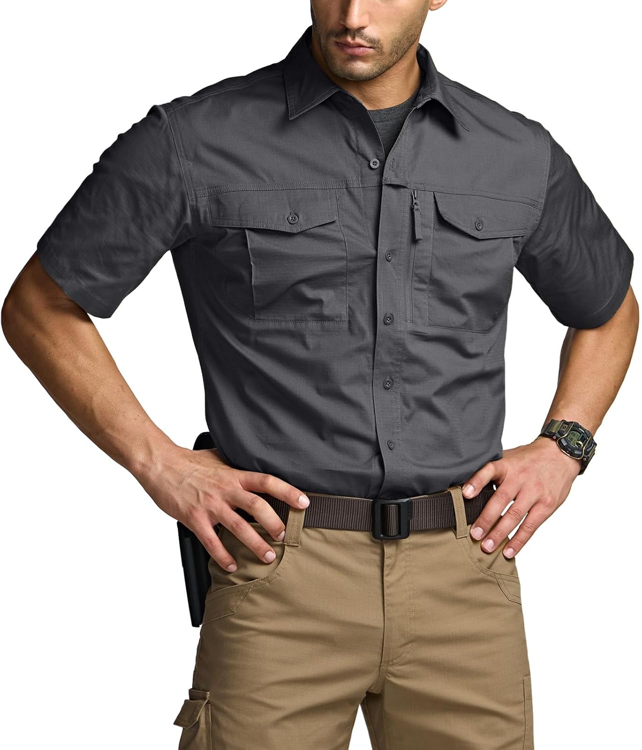 CQR Men's Short Sleeve Tactical Shirts for Outdoor Activities
