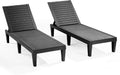 Nestl Patio Chairs Black Chaise Lounge Set of 2 - 5-Position Comfort