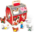 Wooden Take-Along Barn Toy with Flip-Up Roof and Handle - Portable
