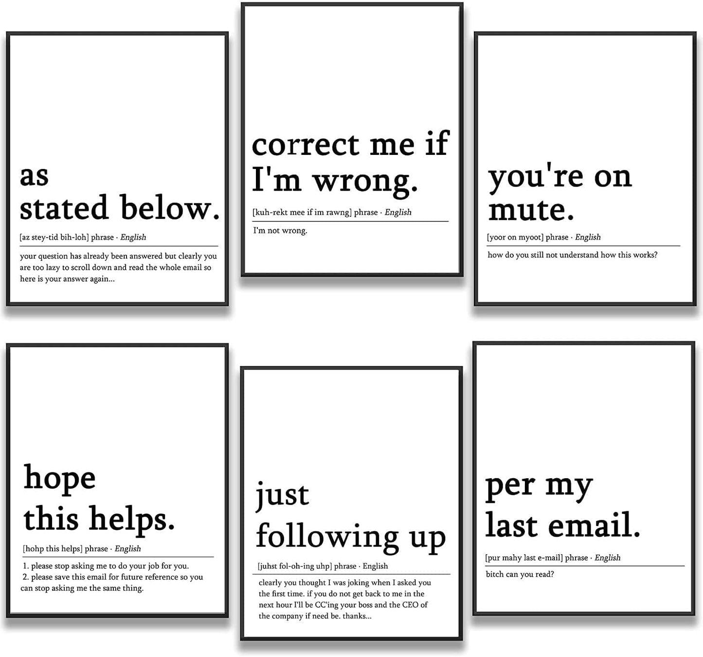 8x10 Funny Quotes Coworker Gifts - Aesthetic Room Decor