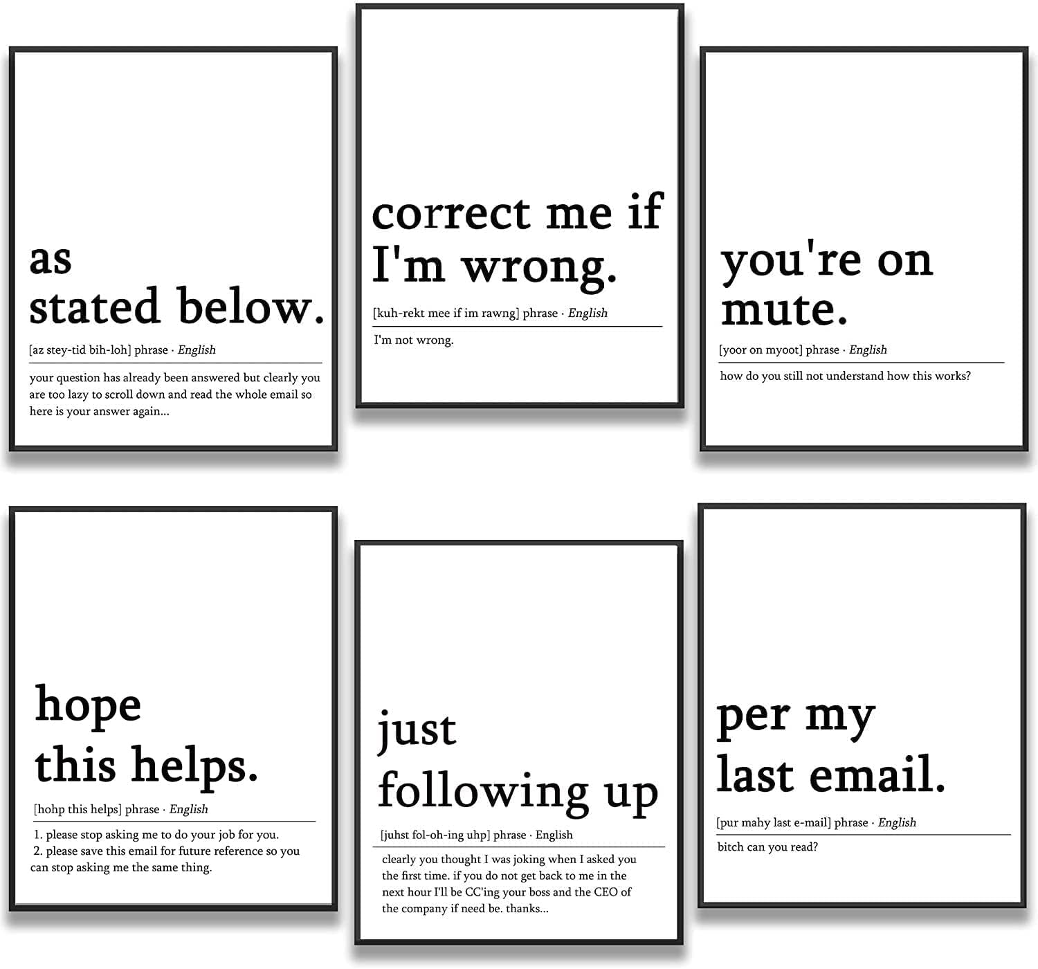 8x10 Funny Quotes Coworker Gifts - Aesthetic Room Decor