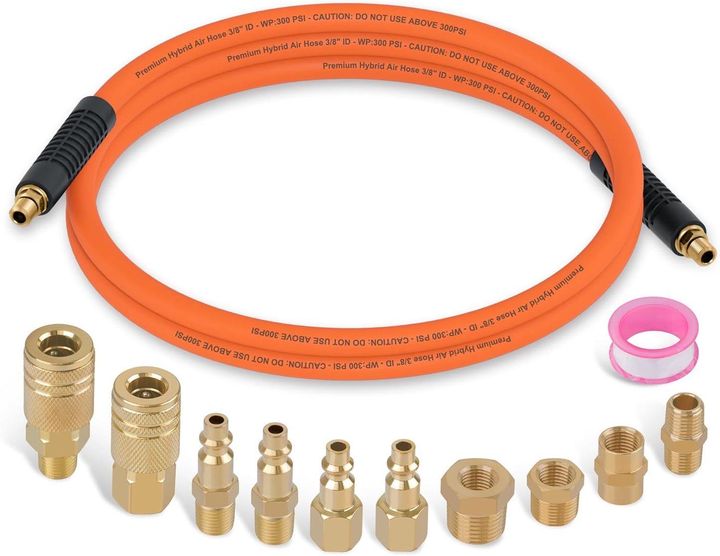 Ailbiuko 12pc Air Compressor Kit: 6FT Hybrid Hose, Quick Connect Fittings