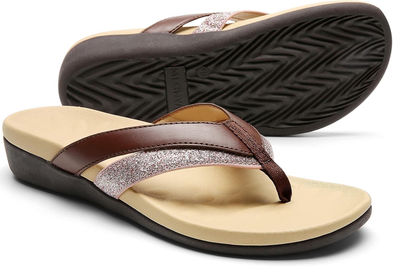 Sounity Soft Arch Support Sandals for Women - Comfortable Flip Flops