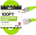 100 ft Neon Green Outdoor Extension Cord - Weatherproof Lighted End