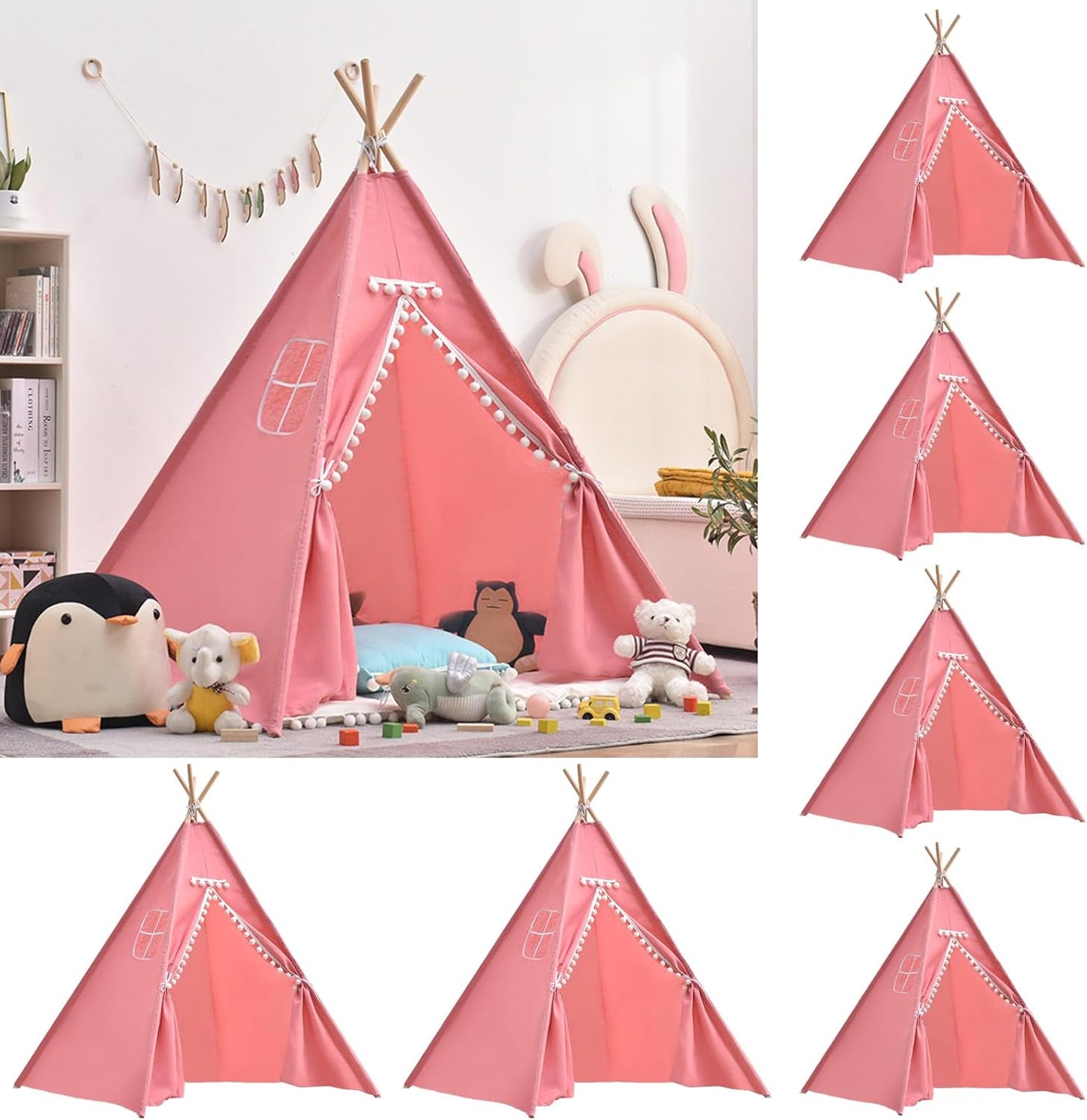 Portable Pink Teepee Tent for Kids - Wholelovein