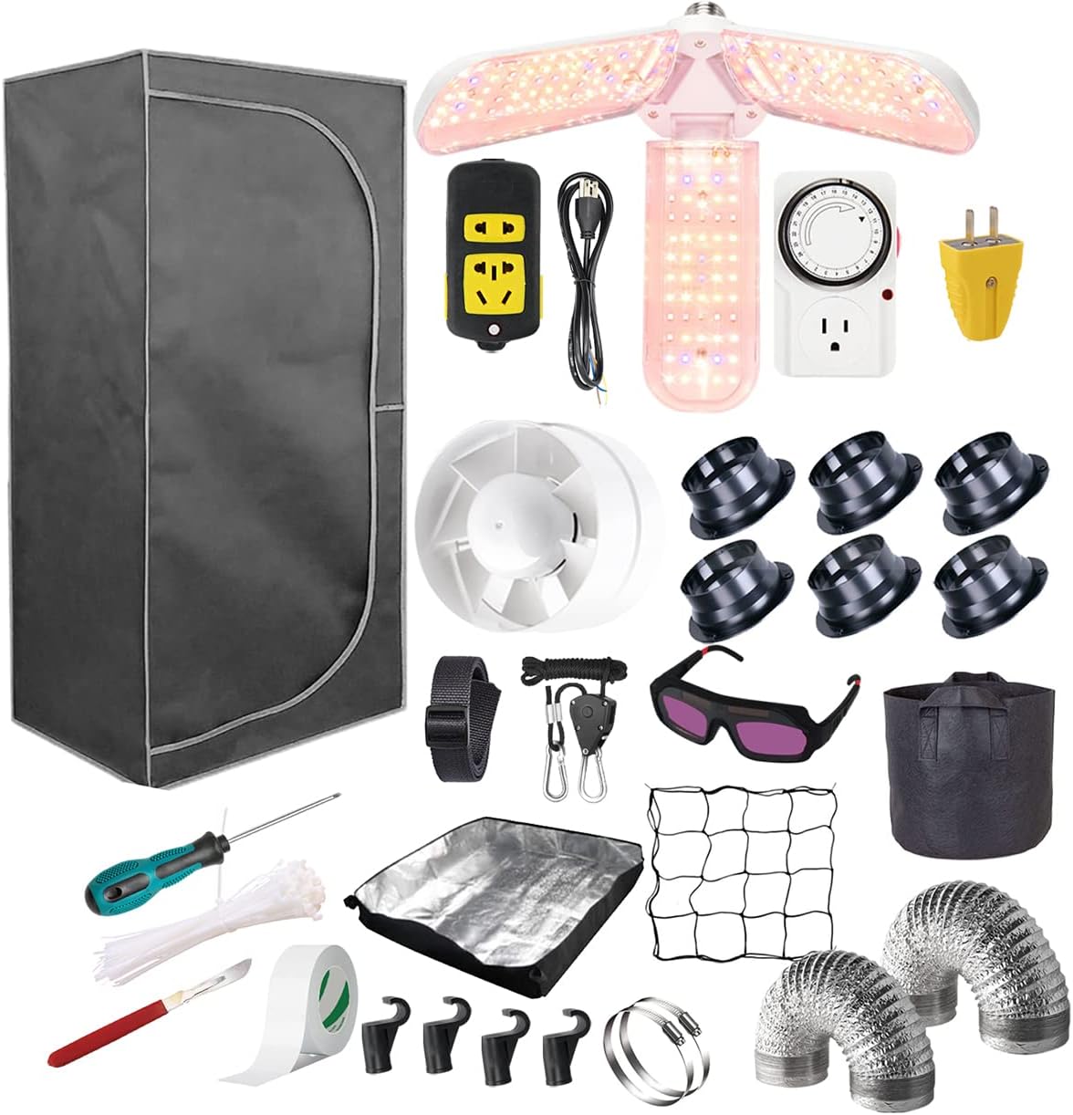 Complete Grow Tent Kit & LED Light Combo for Indoor Plant Growth | iMeshbean